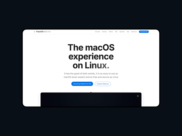 PulsarOS Bitten Fruit – Apple-Inspired Landing Page